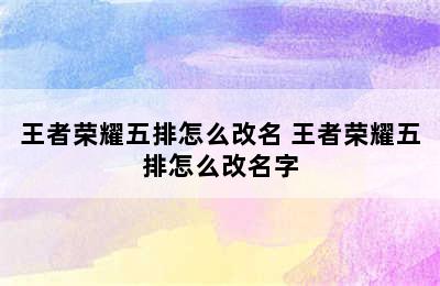 王者荣耀五排怎么改名 王者荣耀五排怎么改名字